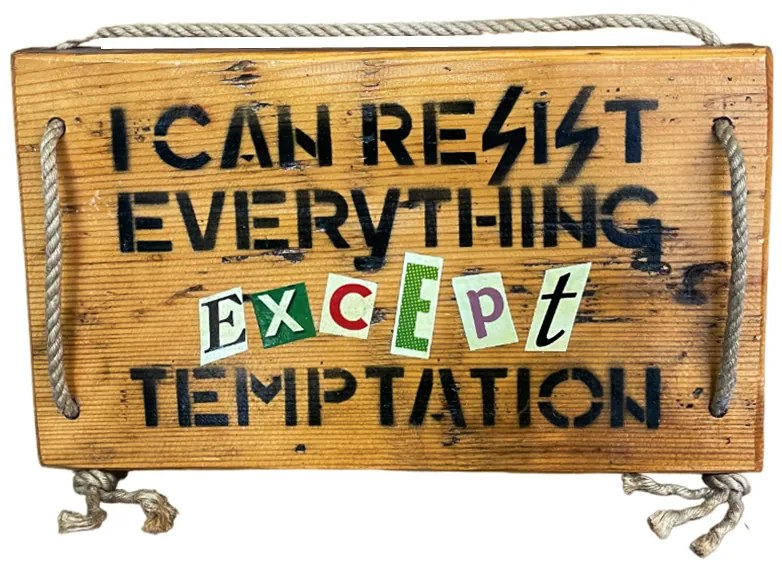 Tablou cu text Temptations, 27x16cm