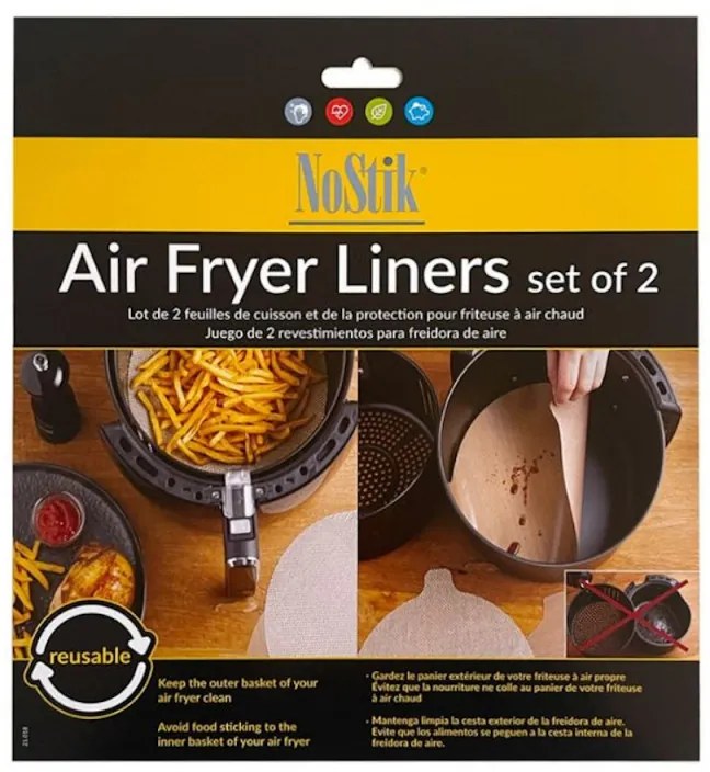 Set 2 paduri pentru friteuza NoStik 1EEE774, 23.5/25.5 cm, Reutilizabile, Acoperire antiaderenta, Bej
