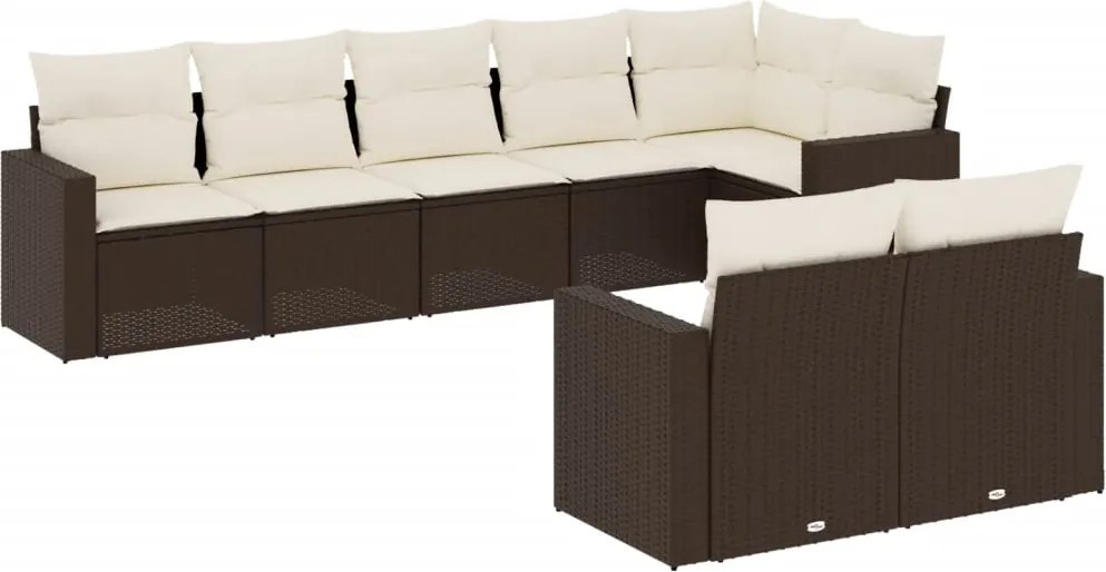 vidaXL Set canapele de grădină cu perne, 8 piese, maro, poliratan
