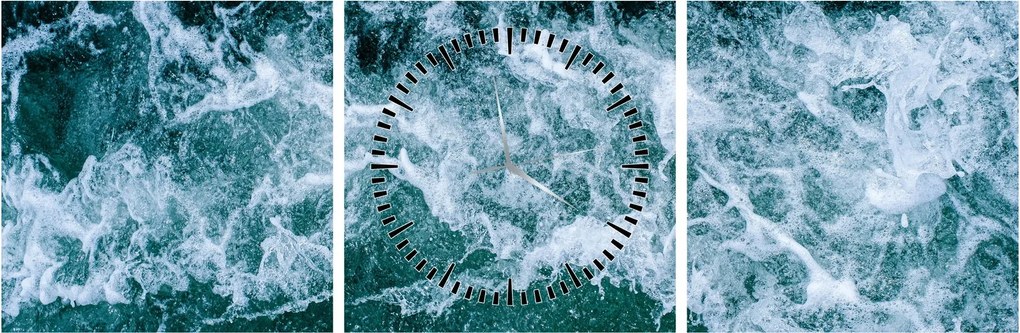 Tablou - Valuri oceanice (cu ceas) (90x30 cm)