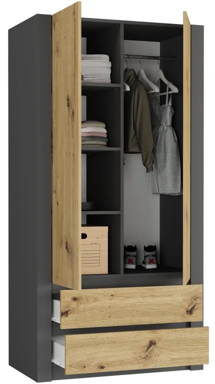 Dulap modern cu două uși MODERN B20 180 x 90 x 55 cm - diferite variante de culoare sonoma mix alb