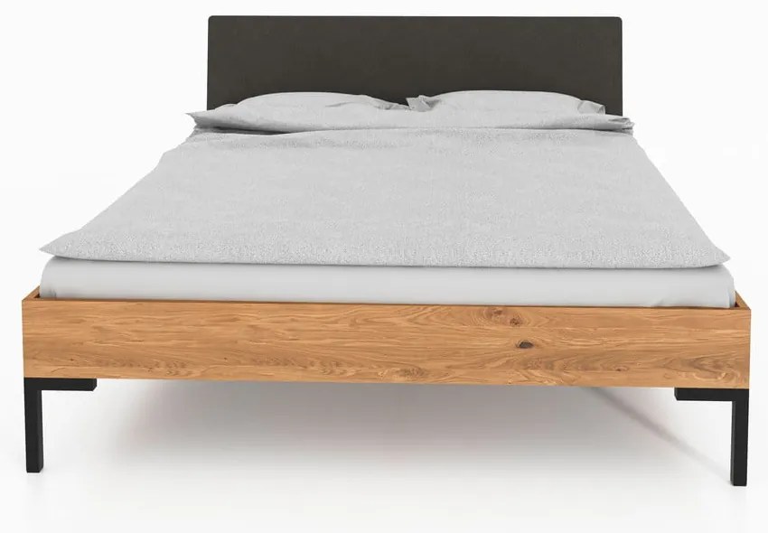 Pat matrimonial din lemn de stejar cu tăblie tapițată 180x200 cm Abises 1 - The Beds