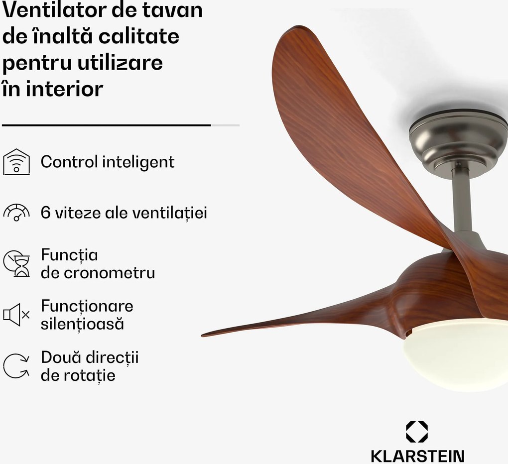 Klarstein Ventilator de tavan Monteverde cu lumină reglabile