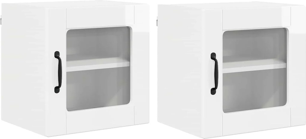 vidaXL Dulap de bucătărie cu raft 2 pcs Alb lucios 40 x 31 x 40 cm