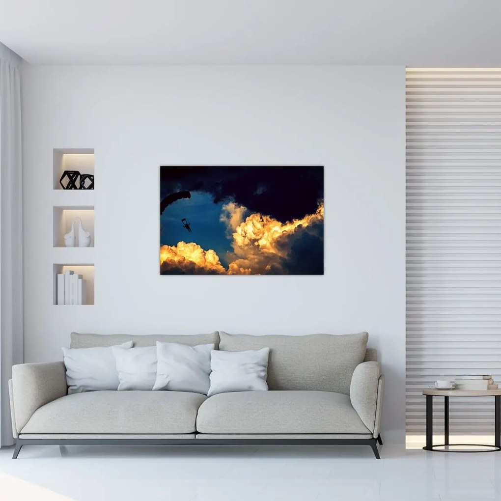 Tablou cu parașutiști în ceruri (90x60 cm)