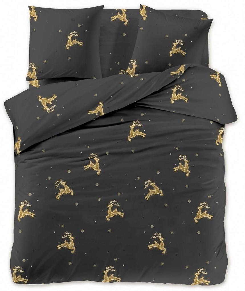 Lenjerie de pat din microfibra neagra GOLDEN DEER Dimensiune lenjerie de pat: 2 buc 70 x 90 cm | 200 x 220 cm
