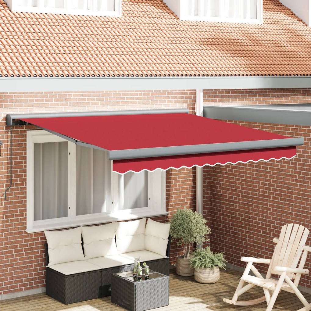 vidaXL Cortina Retractabilă Roșu 350 x 250 cm Material textil, Metal