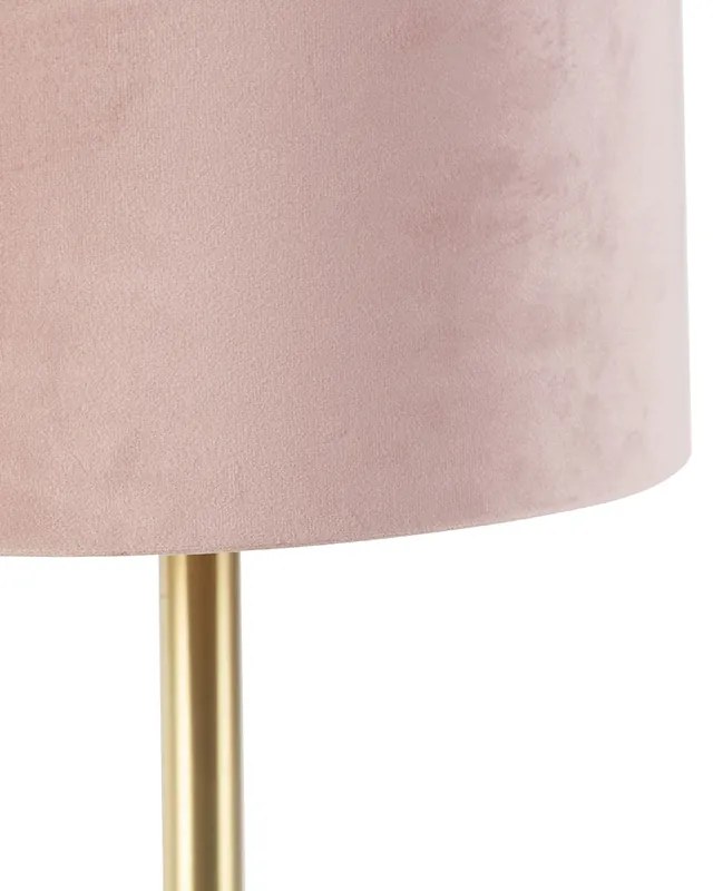 Lampă de masă romantică din alamă cu abajur roz 25 cm - Simplo