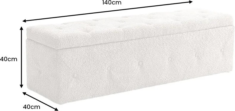 Bancheta tapitata cu spatiu de depozitare Extravagancia 140cm, boucle champagne greige