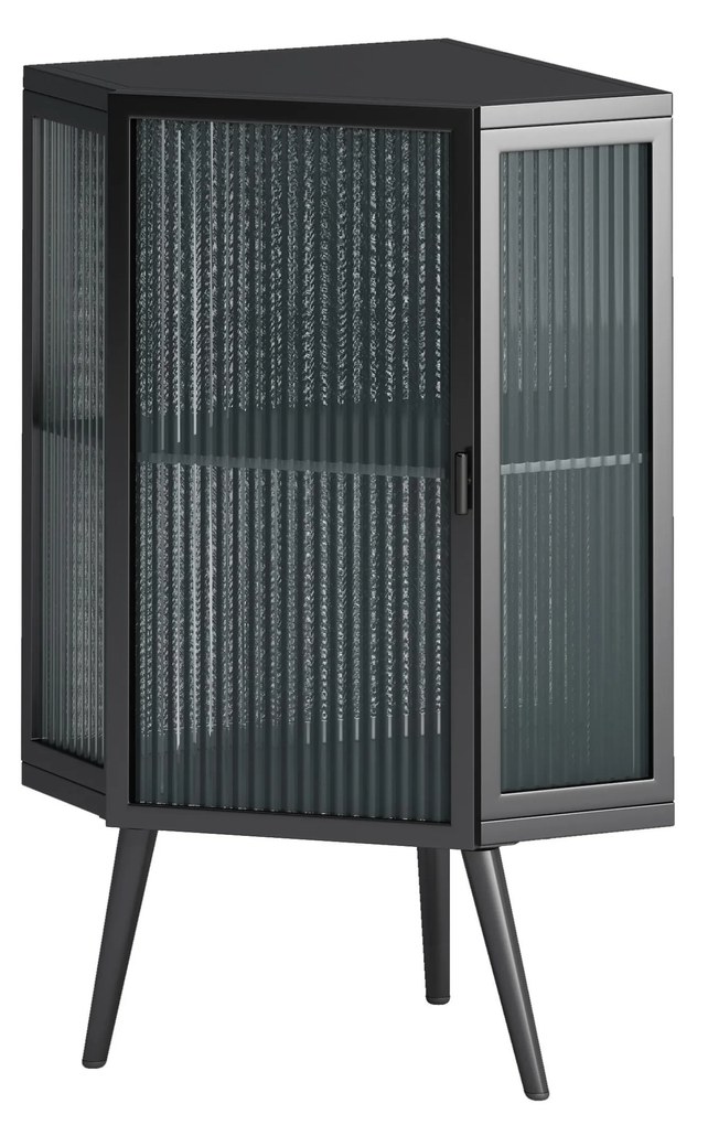 Dulap colțar cu ușă din sticlă, Negru | Aosom Romania