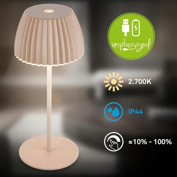 Briloner 7552-011 - Lampă de masă reîncărcabilă pentru exterior, LED cu reglaj al intensității, MINI LED/1,5W/5V IP44