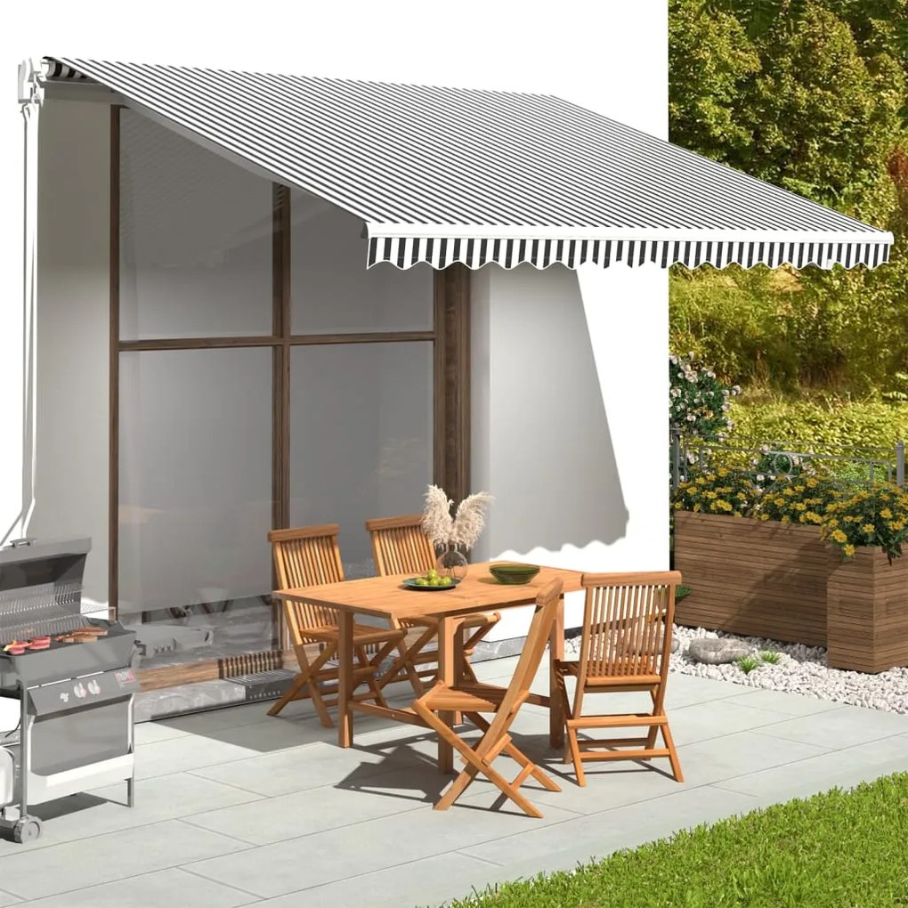 vidaXL Pânză de rezervă copertină, antracit și alb, 4x3,5 m