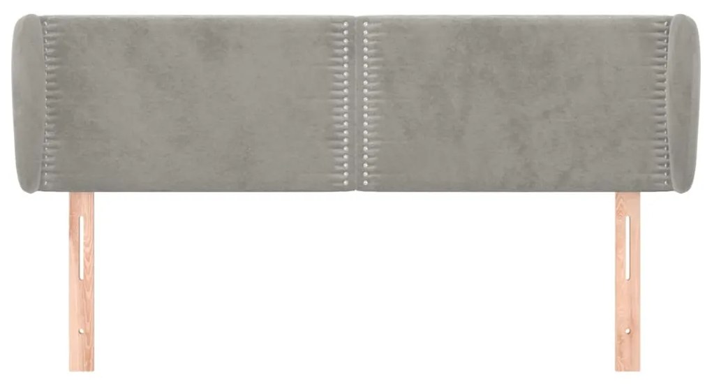 Tablie de pat cu aripioare gri deschis 147x23x78 88 cm catifea 1, Gri deschis, 147 x 23 x 78 88 cm