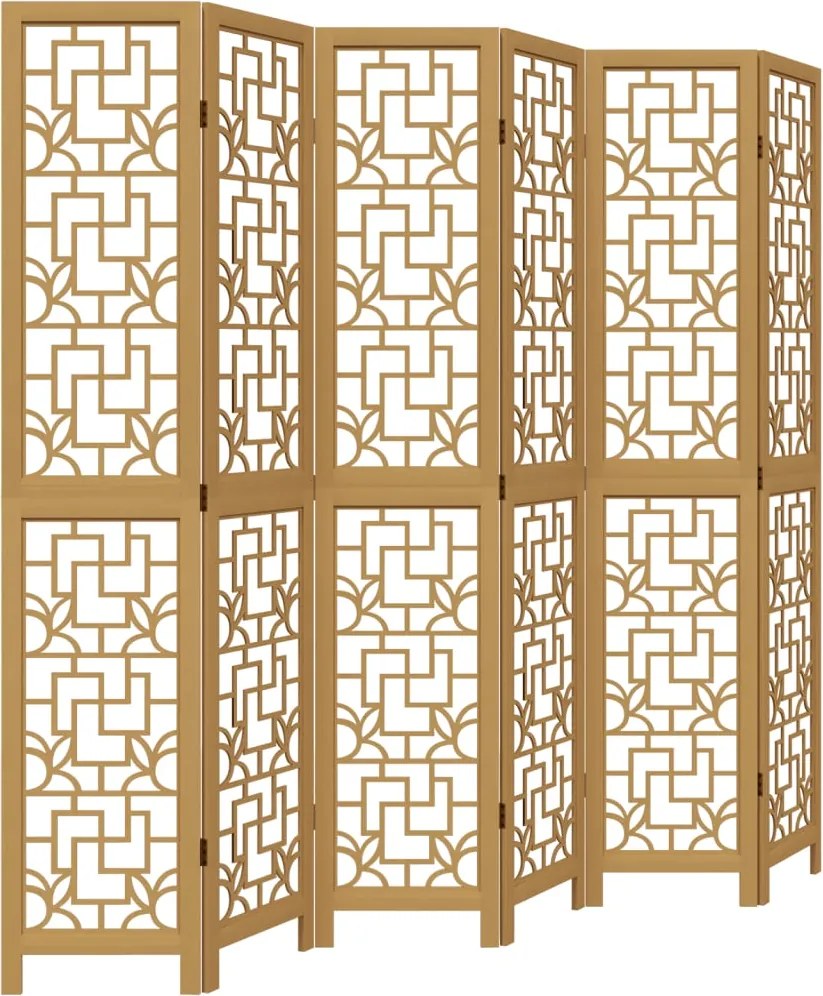 vidaXL Paravan de cameră cu 6 panouri, maro, lemn masiv paulownia
