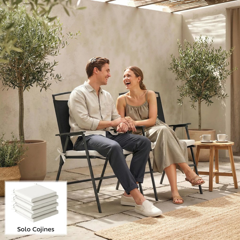 Outsunny Set de Perne pentru Scaune de Dining 46x42x7 cm 6 Bucăți cu Husă Lavabilă și Șnururi, Impermeabile și Anti-UV Crem | Aosom Romania