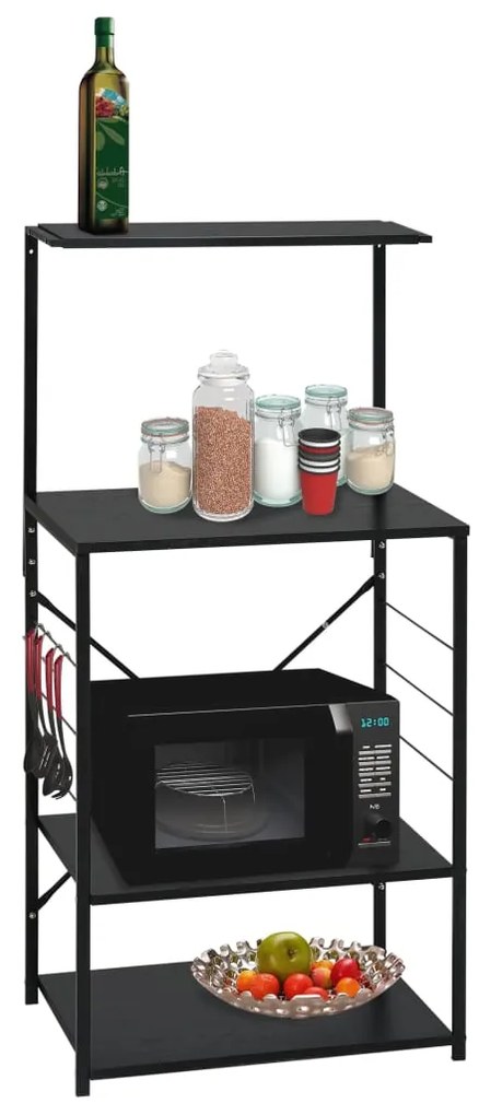 vidaXL Dulap cuptor microunde, negru, 60x39,6x123 cm, lemn prelucrat