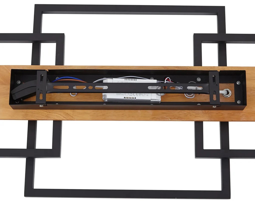 Plafonieră de design neagră pătrată, incl. LED, cu dimmer în 3 trepte - Nimue