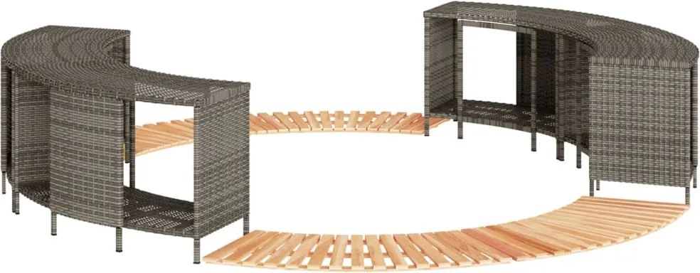 vidaXL Împrejmuire cadă cu hidromasaj, gri, poliratan / lemn acacia