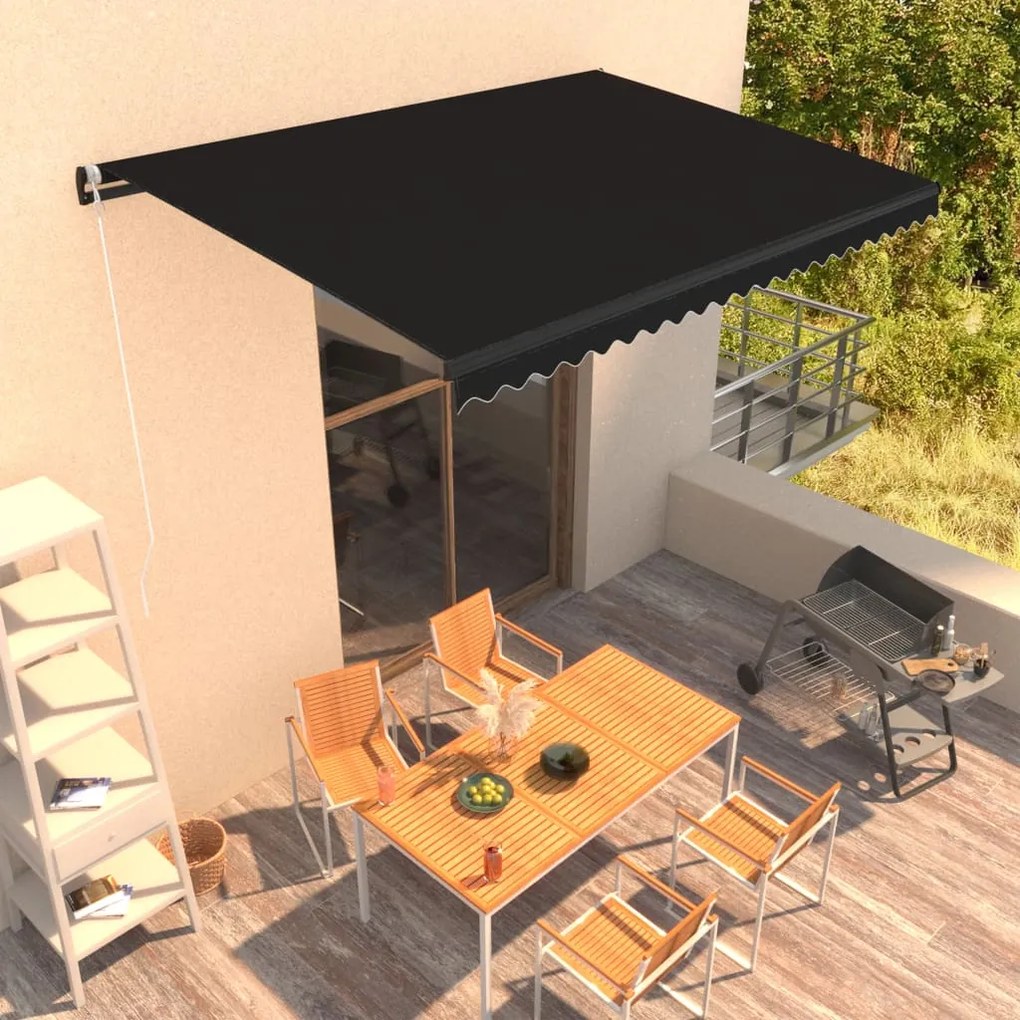 Copertina retractabila manual, antracit, 450 x 300 cm Antracit, 450 x 300 cm