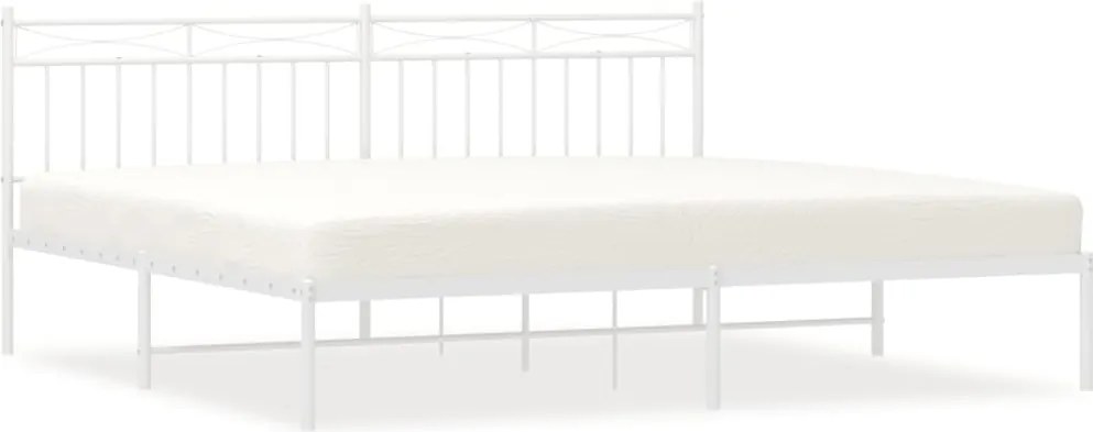 vidaXL Cadru de pat metalic cu tăblie, alb, 200x200 cm
