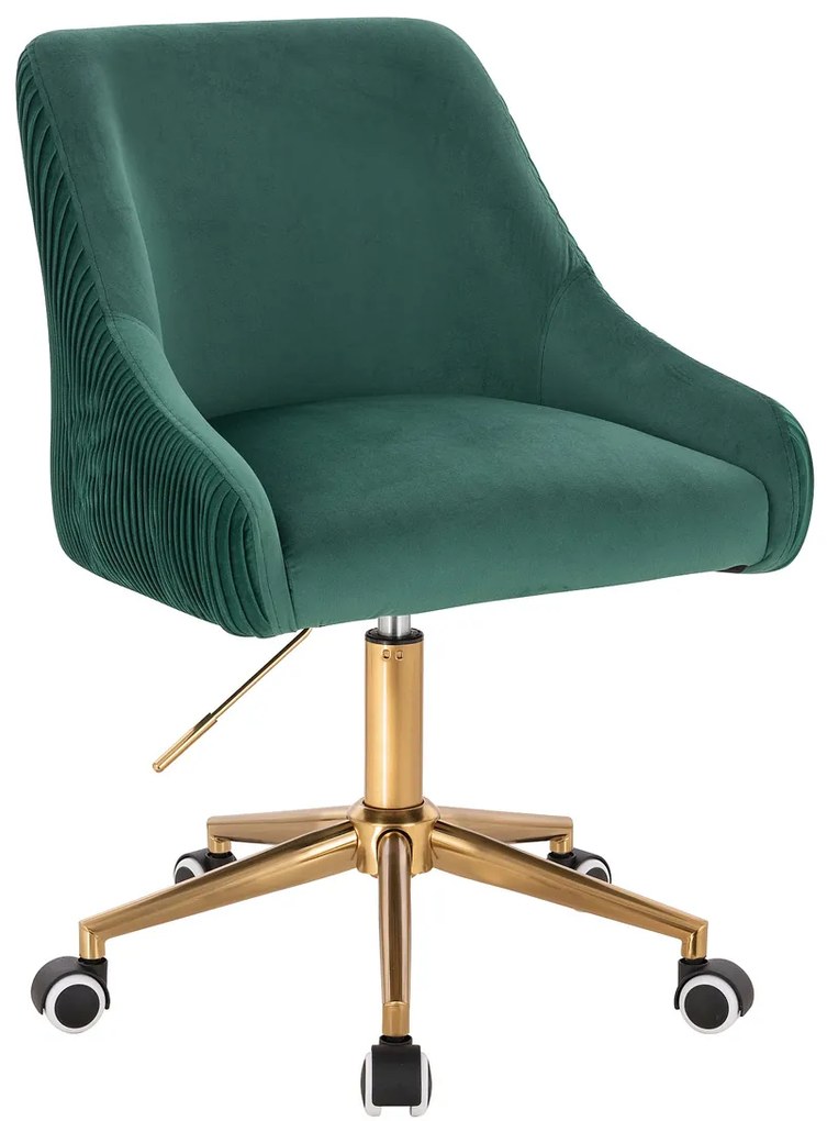 HR920K Scaun Verde din Catifea cu Bază Aurie