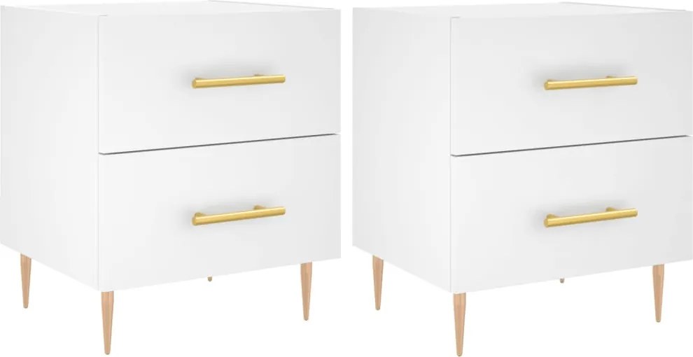 vidaXL Noptiere, 2 buc., alb, 40x35x47,5 cm, lemn compozit