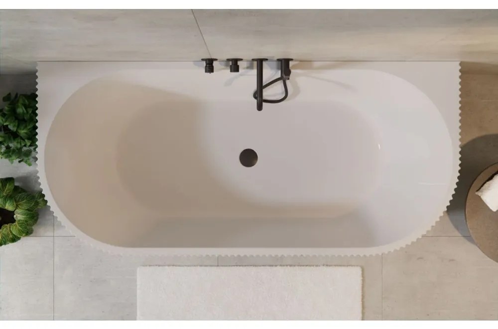 Cada baie freestanding, lipita de perete, alba, 3D, Besco Leya, 170x78 cm