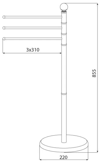 Suport autoportant pentru prosoape Aqualine SAMBA 85,5 cm oțel inoxidabil/crom lucios
