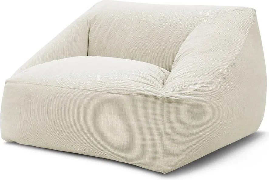 Fotoliu bean bag bej cu tapițerie din catifea reiată Lilibet – Bobochic Paris