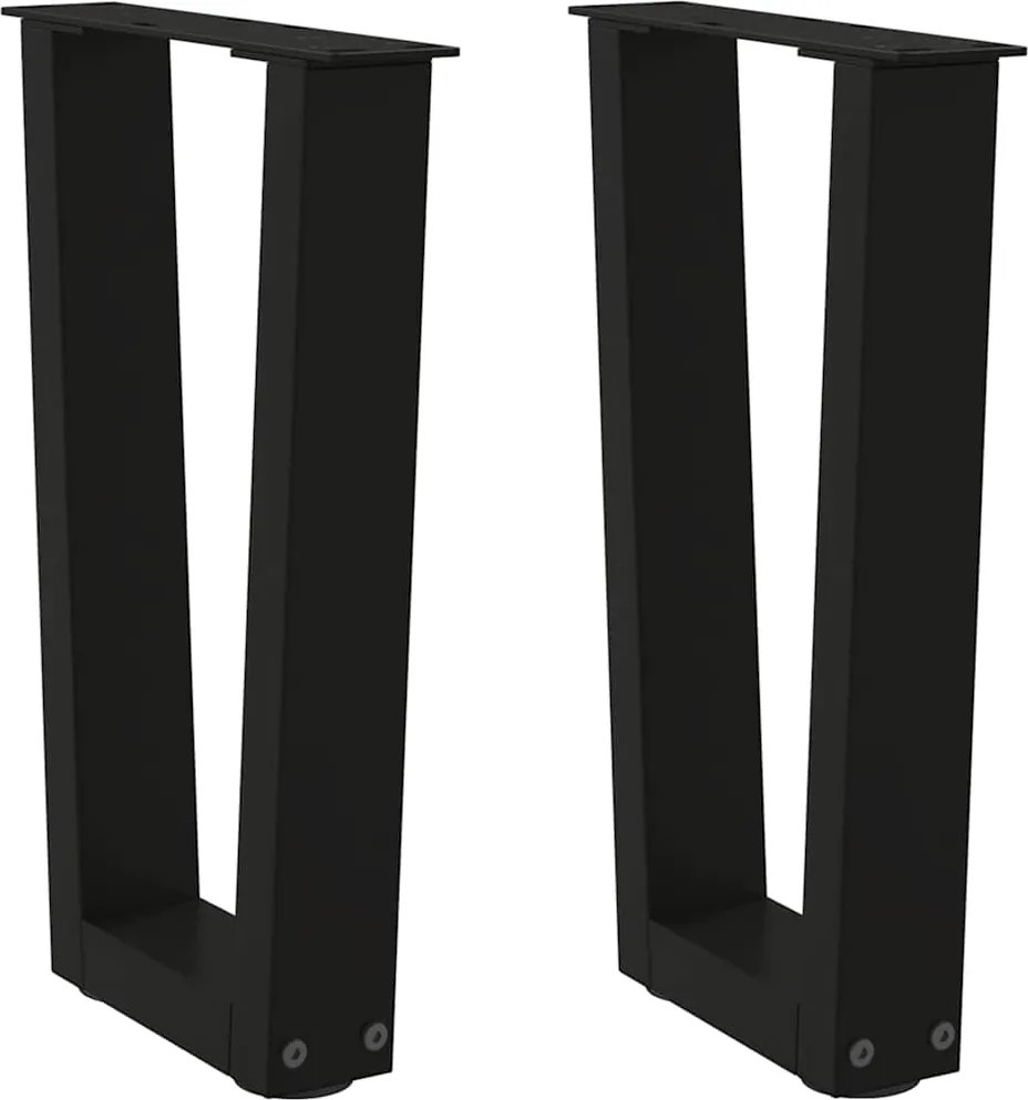 vidaXL Picioare pentru măsuță de cafea în formă de V, 2 buc., negru, 28x (42-43,3) cm, oțel