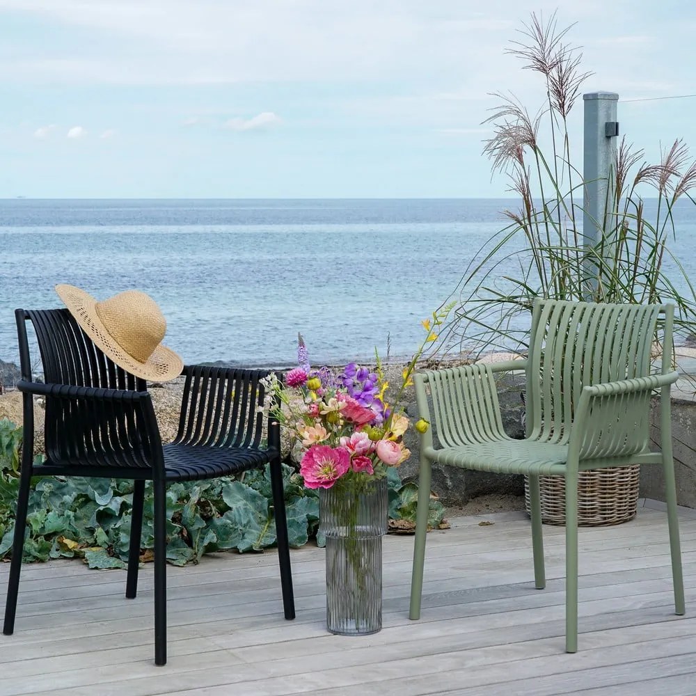 Scaune de grădină negre 2 buc. din plastic Tulsa – House Nordic