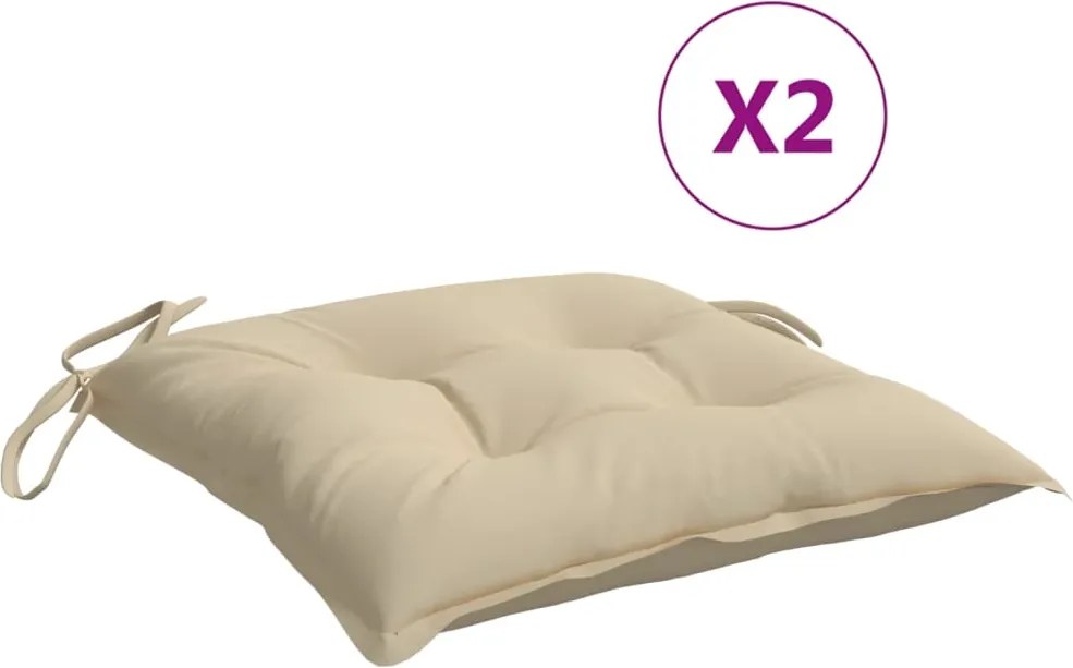 vidaXL Perne de scaun, 2 buc., bej, 50x50x7 cm, textil oxford