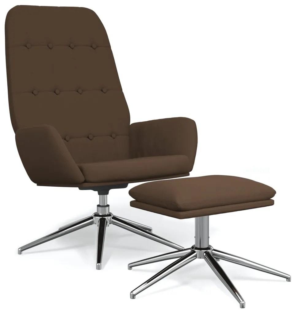 3097692 vidaXL Scaun de relaxare cu taburet, maro, microfibră