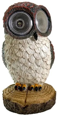 Decoratiune gradina, polirasina, lampa solara, bufnita, 14x14x25 cm