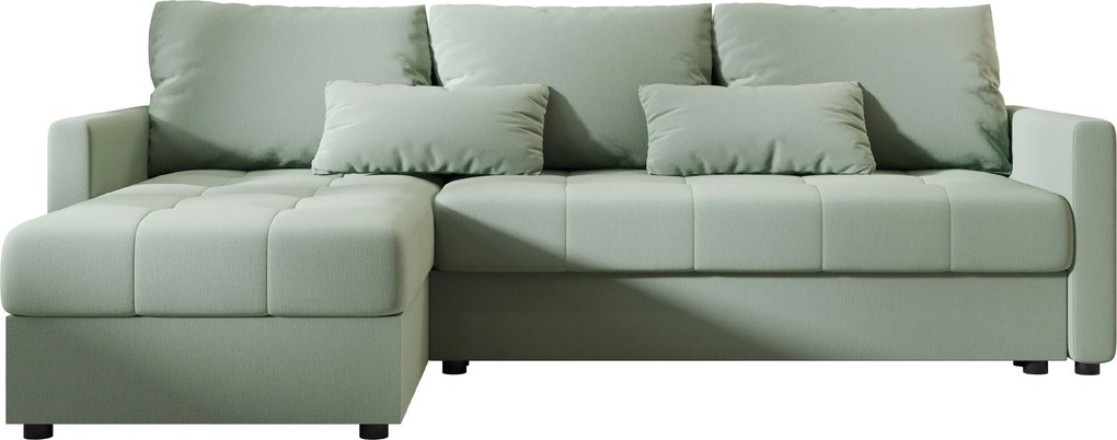 Canapea extensibila in forma de L reversibila VENORIA 220x143 cm, verde deschis + 2 perne GRATUIT