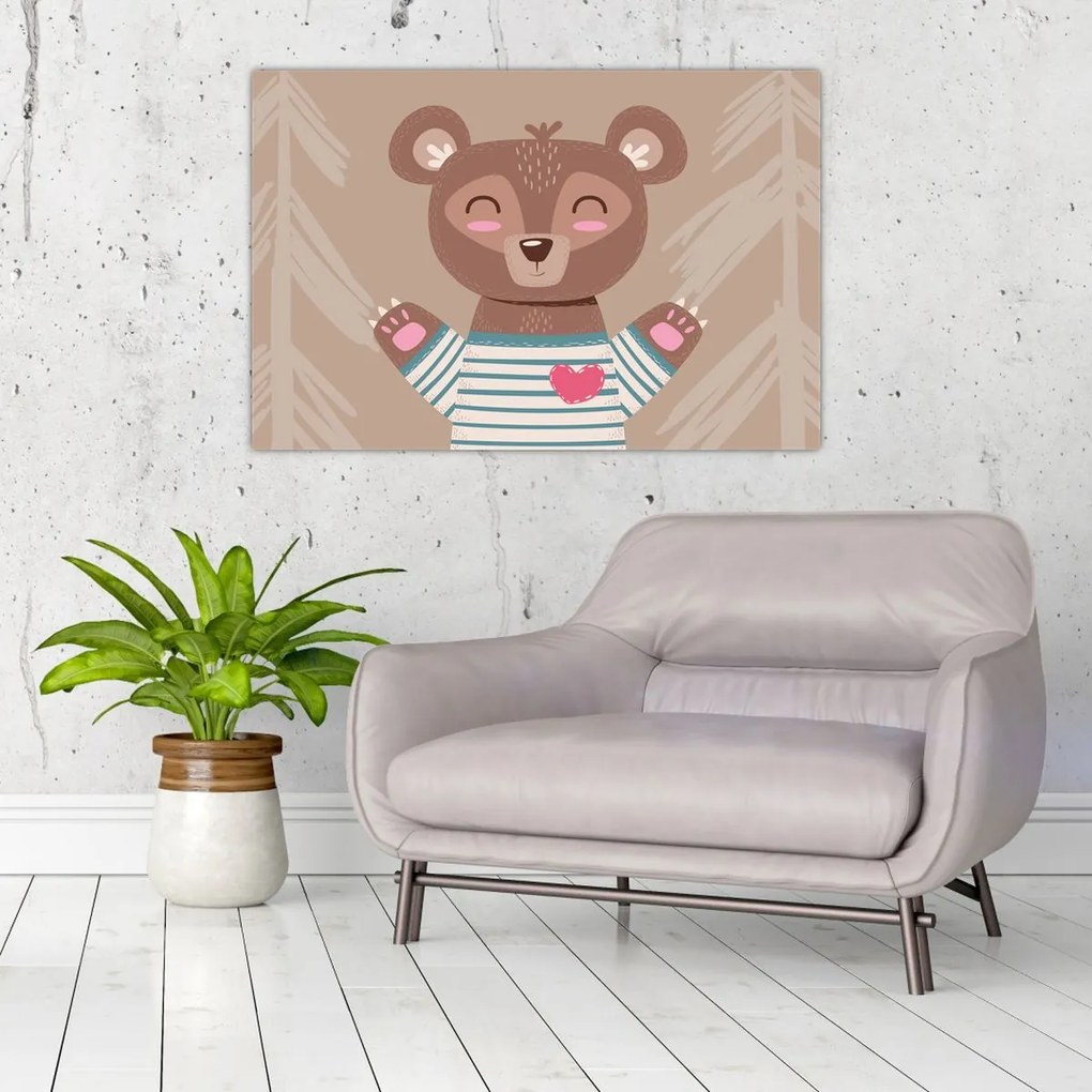 Tablou - Ursuleț de pluș în tricou cu dungi (90x60 cm)