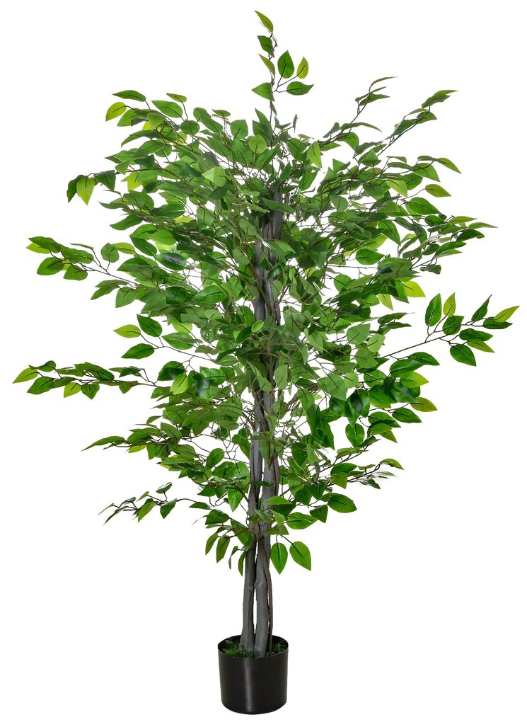 HOMCOM ficus artificial, ghiveci inclus, 135 cm, verde | Aosom Romania