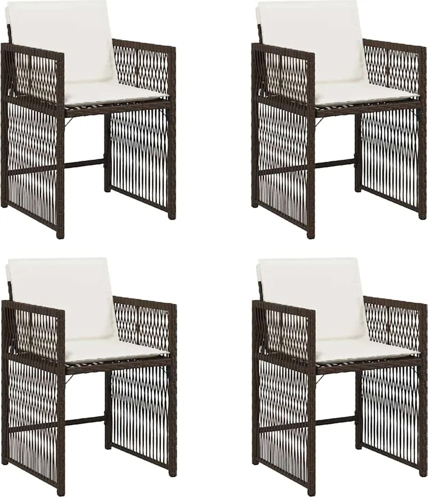 vidaXL Scaune de grădină cu perne, 4 buc., maro, poliratan