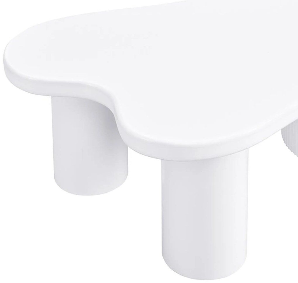 Măsuță de cafea asimetrică cu spațiu de depozitare, pentru living și birouri, 100x60x37 cm, Alb