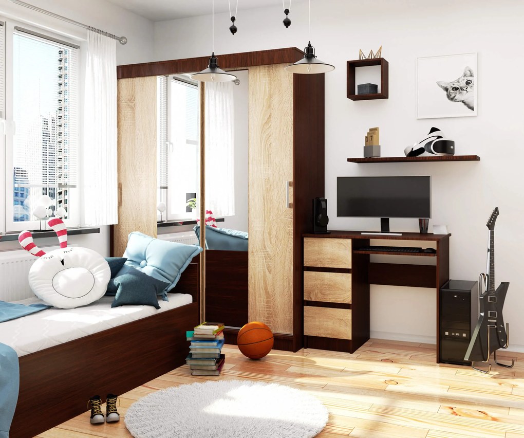 Masă PC Benicio (wenge + stejar sonoma) (S). 1069027