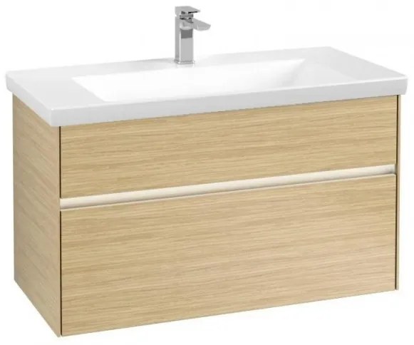 Set mobilier 95.4cm Villeroy&Boch Collaro Nordic Oak, cu lavoar Subway 2.0, C011L0VJ+7175A101
