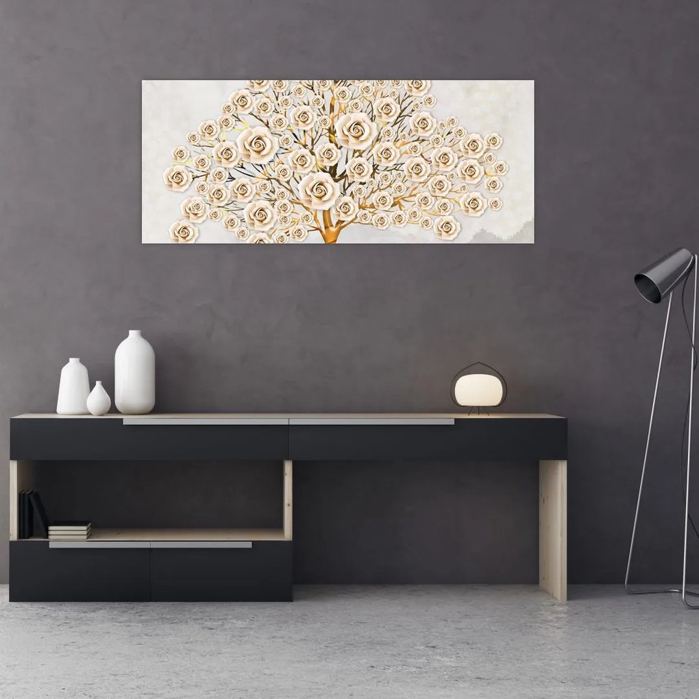 Tablou cu copac cu flori (120x50 cm)