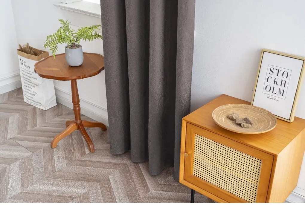 Draperie opaca DUNES VELVET 140x250 cm, gri inchis Agatat: Inele metalice