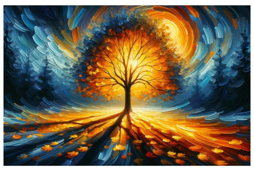 Tablou cu arborele vieții în mijlocul pădurii întunecate