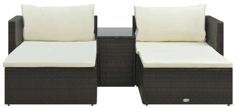 47812 vidaXL Set mobilier de grădină cu perne, 5 piese, maro, poliratan