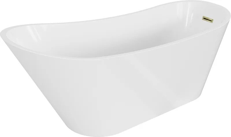 Mexen Alta cadă freestanding 170 x 75 cm, albă, preaplin auriu - 52141707500-50