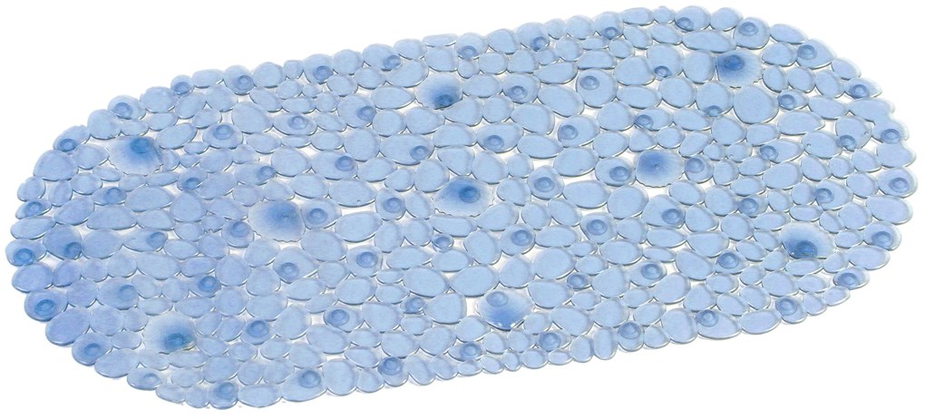 Covor antiderapant oval 69x35cm din PVC albastru transparent AWD02090813
