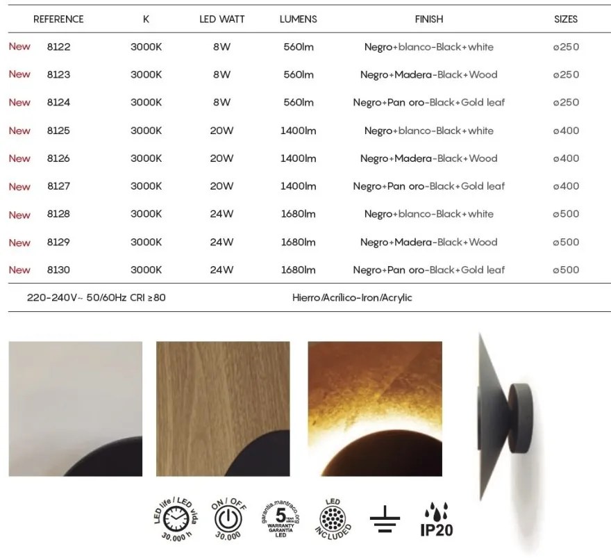 Aplica LED de perete iluminat ambiental ORION 8W negru/alb