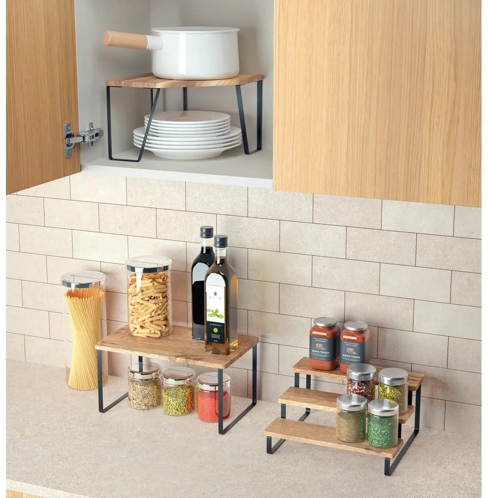 Raft suplimentar negru mat/în culoare naturală pentru colț din lemn 25x25 cm York – Metaltex