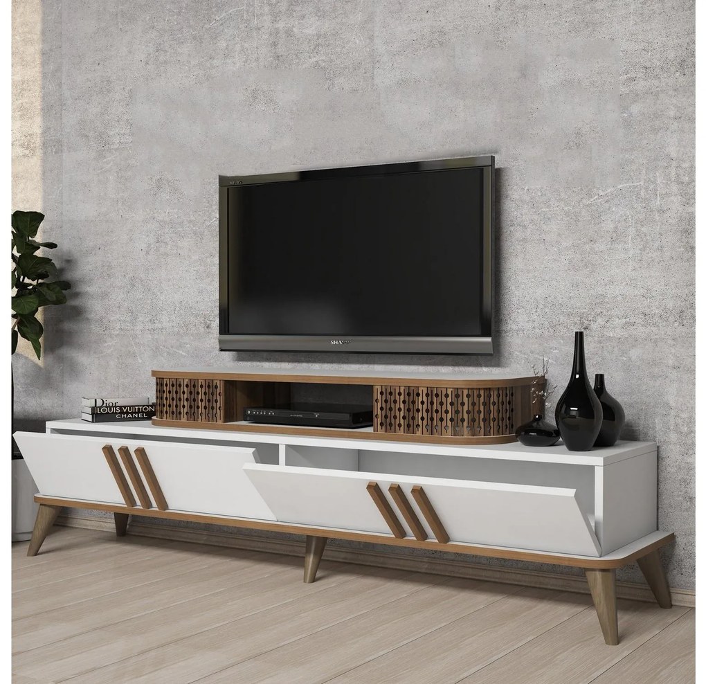 Masă TV/Dulap Lamele 2 (alb). 1095639